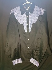 Western Ethics Shirt Horse Show Size XL Silky With Rhinestone Snap Closure 