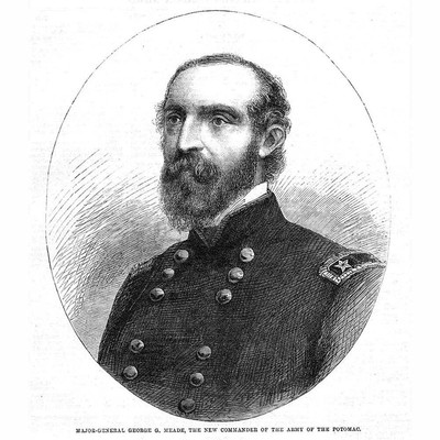 AMERIKANISCHER BÜRGERKRIEG Generalmajor George G Meade - antiker Druck 1863