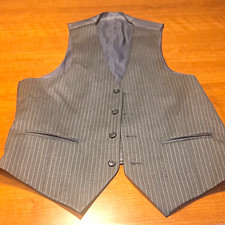 apt.9 Men's Gray Striped Wool Blend Formal Vest Waistcoat Size S