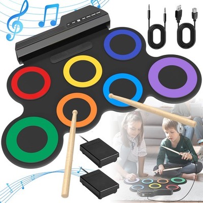 Elektrisches Schlagzeug Roll Up Drum Kit mt 7 Drum Pads 3.5mm Kopfhöreranschluss