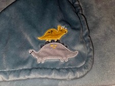 Carters Dino Blue  Green Aqua Plush Blanket Lovey Soft Triceratops Soft Plush