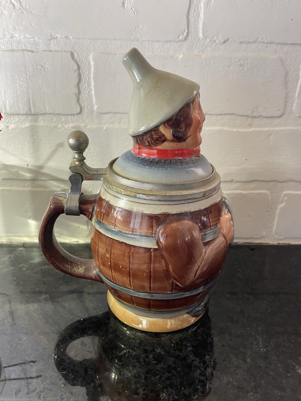 Vintage Goebel Brewer Man Character Lidded Stein Reinhold Merkelbach W. Germany