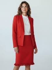 Vintage Red Tailored Blazer Jacket and Skirt Set