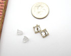 14K Yellow Gold Square Clear Stone Stud Earrings 1.2 Gr [E368] — photo 5