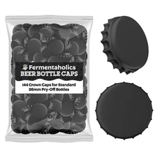 Fermentaholics Black Beer Bottle Caps - 144