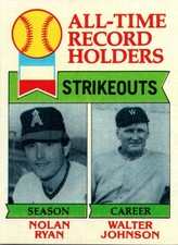 1979 Topps All-Time Strikeout Records - Nolan Ryan/Walter Johnson HOF1999/1936