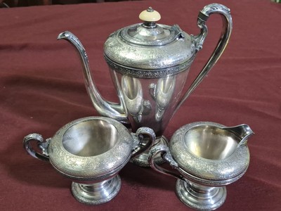 Wilcox International Silver Normandie Pattern Silver Plate Tea Set