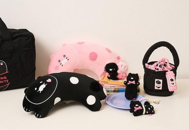 Black Chun Seat Belt Cover & Neck Cushion Choonsik Car Accessory Kakao Friends