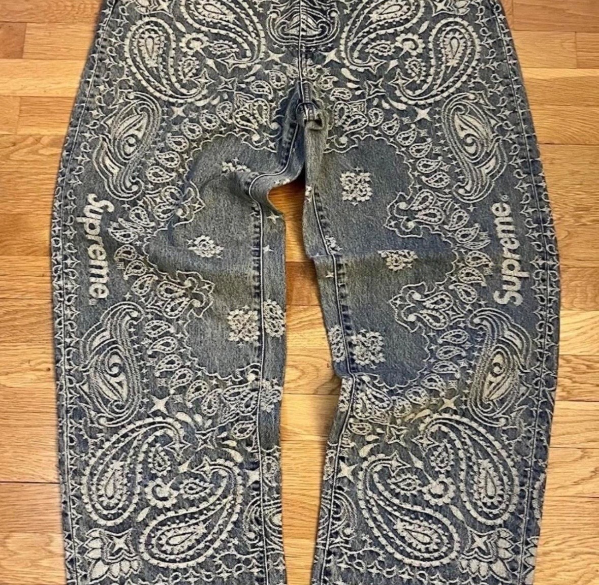 SUPREME BANDANA JACQUARD BAGGY JEAN BLUE SIZR 32 SPRING/SUMMER