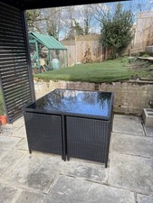 Rattan Outdoor Cube Black Furniture With Cover and Glass tabletop