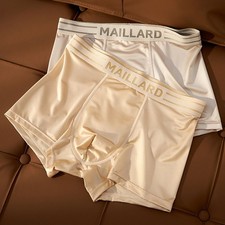 Men Boxer Shorts Breathable Satin Like Thin Ice Silk Smooth Underwear Trunks