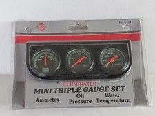 Chieftain Mini Triple 1.5 Oil Pressure Ammeter Water Temp Gauge Set Chieftain Mini Triple 1.5 Oil Pressure Ammeter Water Temp Gauge Set
