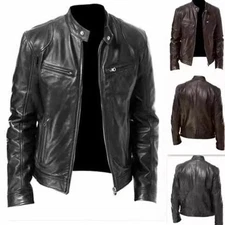 Cafe Racer Biker Leather Jacket Black & Brown Soft Sheep Skin Leather