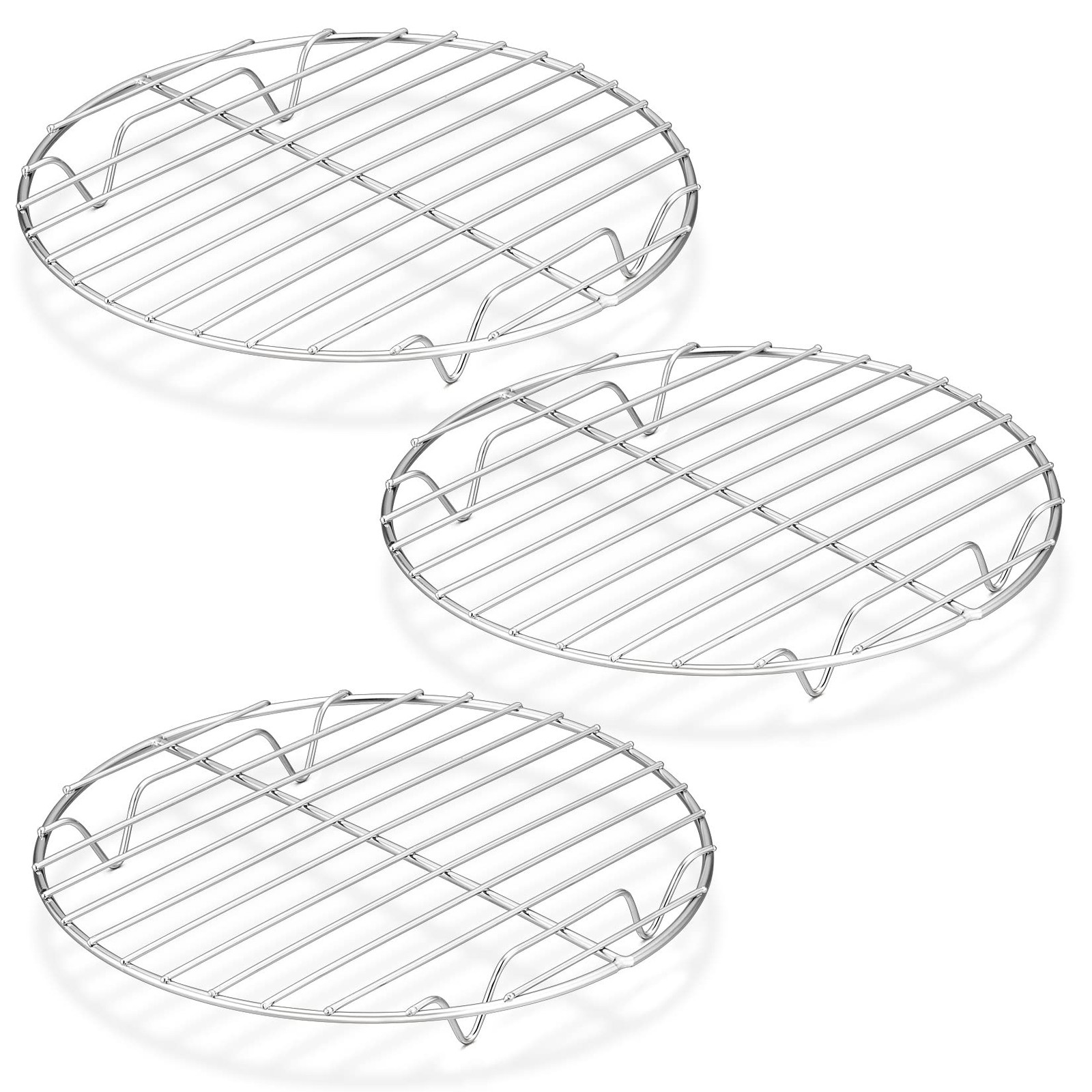 P&P CHEF Round Cooking Rack, Cooling Rack for Steamer, 7.5”, 7.5 Inch, Silver
