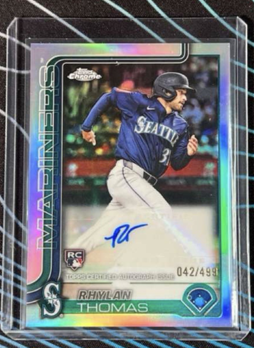 RHYLAN THOMAS 2025 Topps Chrome Rookie Auto /499 Refractor Card #AC-RT Mariners