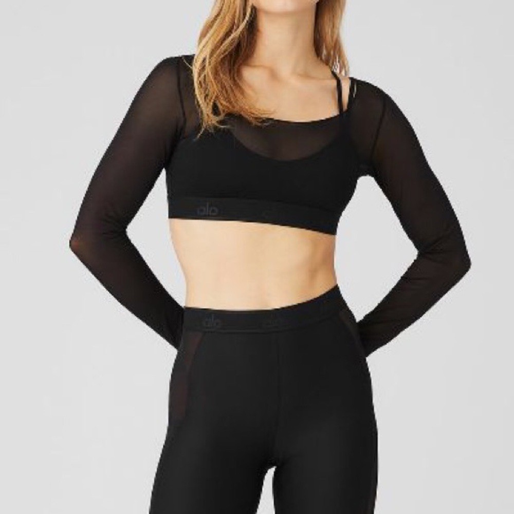 Alo Yoga Airlift Long Sleeve Ballet Dream Bra Black XS | eBay