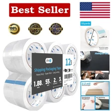 Durable Clear Packing Tape - 12 Rolls, 1.88” x 55 yds, Temperature Resistant