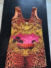 Versace X HM Sequin Pailette Baroque Filigree Leopard Print Dress US 6 Vintage