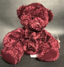 Russ Berrie plush glittery bear "Rosetta" 4916 maroon NEW 10 in Bears from Past