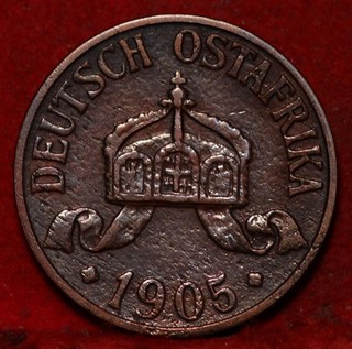 1905 German East Africa 1/2 Heller Foreign Coin