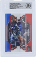 Apollo Crews WWE Signed 2022 Panini Prizm Red White & Blue Prizm #74 BAS Card