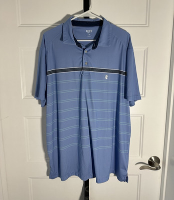IZOD Golf XL Blue Striped Polo Shirt Men's Short Sleeve Collared