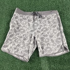 Travis Mathew Board Shorts Men's XL Gray Print Swim Trunks Golf Surf Activewear