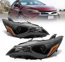Headlights Assembly for 2015-2017 Toyota Camry Black Housing Amber Reflector Hea
