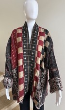 100 Silk Reversible Kantha Jacket, One Size