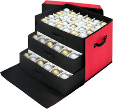Christmas Ornament Storage Box with Adjustable Dividers, Large Holiday Ornaments