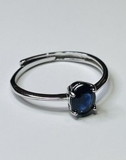 Simple 925 Sterling Silver Natural Blue Sapphire Promise Ring