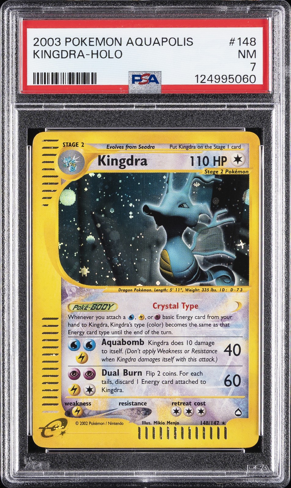 2003 POKEMON AQUAPOLIS #148 KINGDRA-HOLO PSA 7