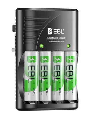 EBL AA Akkus 2800mAh 4er Pack und Smart Battery Charger mit AC