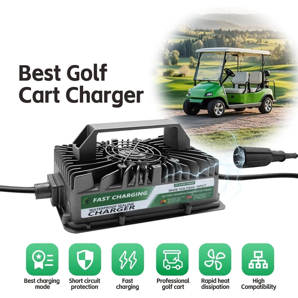 New 48 Volt 15 Amp Golf Cart Battery Charger for Club Car 3-Pin Round Plug IP67 - Image 2 of 4