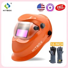 HITBOX Auto Darkening Welding Helmet Mask Welders Grinding Function Solar&Gloves