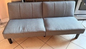 Gray Convertible Futon Sofa Bed 66" x 37.25" Modern Fabric Double Sleeper