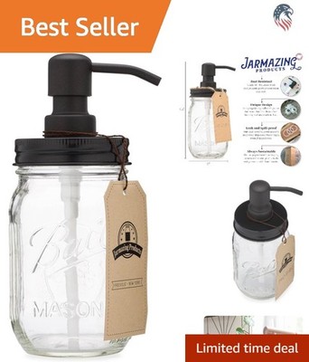 Compatible with Ball Mason Jar Liquid Dispenser 16oz Black Stainless Steel Pump
