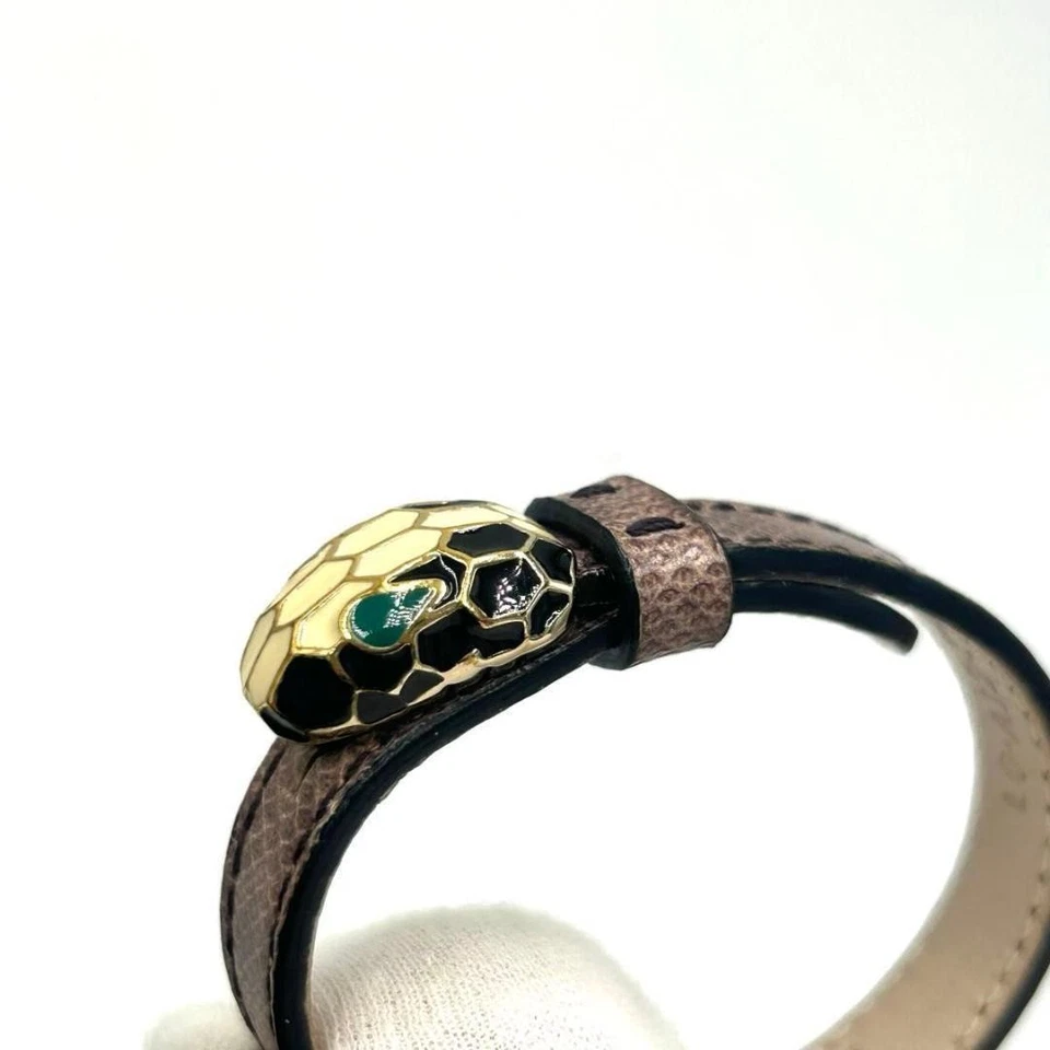 BVLGARI Serpenti Bracelet Bangle Leather Snake Brown Cross Fashion Accessories - Image 3 of 4