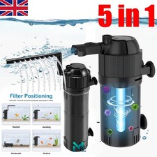 5 in 1 Aquarium Fish Tank Internal Filter with UV Steriliser Clarifier Pump 180°