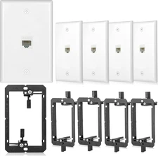 5 Pack Ethernet Wall Plate RJ45 Cat6 Keystone Jack Coupler Network Outlet Female