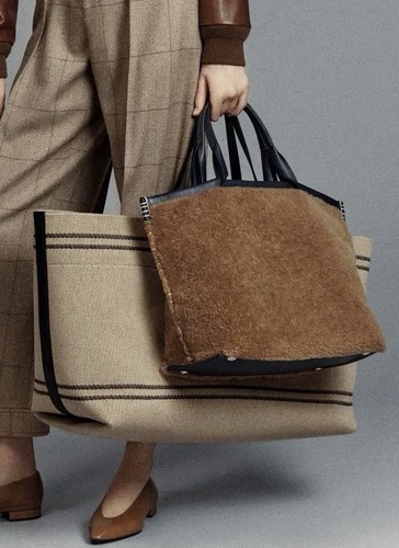 Loro Piana Blanket Curly Shearling Tote Brown FAN4786 - BNWT