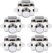 OCGIG 5 PCS Push Button Latch Cabinet Door Catch Electroplated Silver-5PCS 