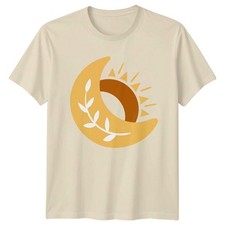 Boho Himmlische Sonne Mond T-Shirt Natur inspiriert Botanische Kunst Geburtstag Geschenk