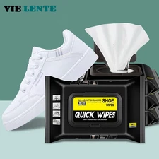 12/30Pcs Portable Disposable White Shoes Cleaning Wipes - Sneakers Care Wet Wipe