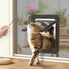 Cat Door for Screen Door, Lockable Cat Screen Door for Cats  Small Dogs Up t...