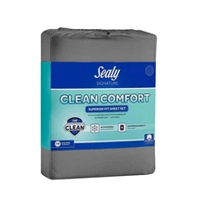 Full 300 Thread Count Clean Performance Solid Sheet Set Gray - Sealy