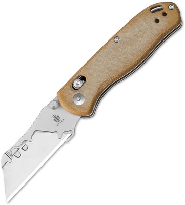 Kizer Cutlery Drop Bear Utility Clutch Lock Brown Micarta Folding Knife V3619JA7