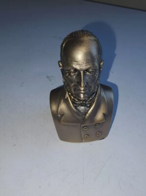 RARE Vintage President John Quincy Adams Miniature Metal Bust Statue 3''
