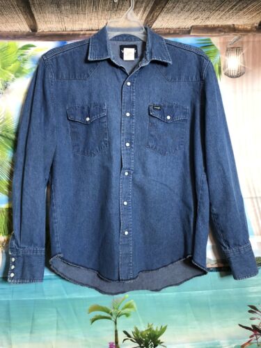 Wrangler Vintage Western Style Button Up Denim Shirt Mens Size L | eBay