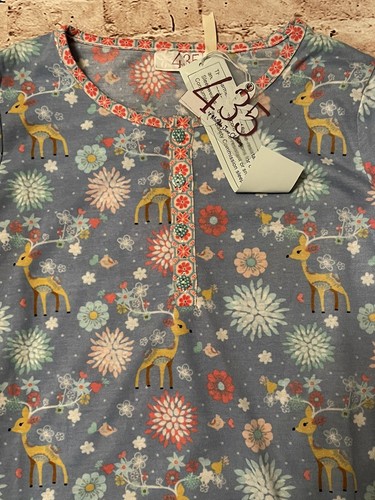 NWT 435 Matilda Jane Deer Flowers Stripes Short Pajama Set Girls 14 - Picture 4 of 10